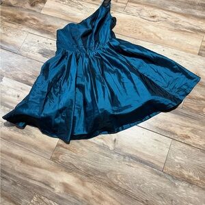 David's Bridal Teal Satin Formal Dress